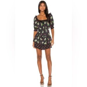 For Love And Lemons Black Floral Mini Dress